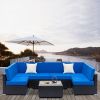 Fully Equipped Weaving Rattan Sofa Set with 2pcs Corner Sofas & 4pcs Single Sofas & 1 pcs Coffee Table Black