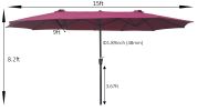 15Ftx9FtDouble-Sided Patio Umbrella Outdoor Market Table Garden Extra Large Waterproof Twin Umbrellas with Crank and Wind Vents for Garden Deck Backya