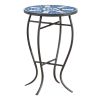 Harington Outdoor Blue & White Ceramic Tile Iron Frame Side Table