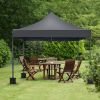 10x10ft Instant Portable Pop Up Canopy Tent PVC Coated Shelter with Wheeled Carry Case; 4 Sand Bags - Black Top