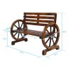 Rustic 2-Person Wooden Wagon Wheel Bench with Slatted Seat and Backrest XH