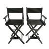 Casual Home Director\\\'s Chair ; Black Frame/Black Canvas; Suitable for adults; foldable style; 2pcs/set populus