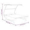 Patio Lounge Bed with Canopy 65"x79.9"x54.3" Solid Bent Wood Cream