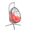 Swing Egg Chair With Stand; High-Quality Modern Design; 37.4x37.4x76.77 (Red)