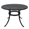 42 Inch Cast Aluminum Patio Table with Umbrella Hole; Round Patio Bistro Table for Garden; Patio; Yard; Black with Antique Bronze at The Edge