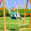 Wooden Swing Set with Slide;  Outdoor Playset Backyard Activity Playground Climb Swing Outdoor Play Structure for Toddlers;  Ready to Assemble Wooden