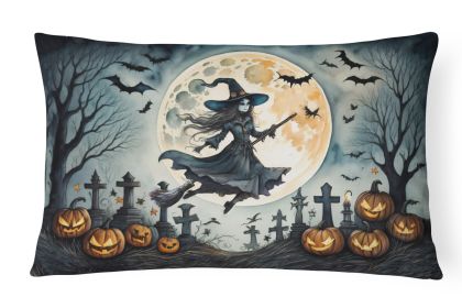 More Spooky Halloween Throw Pillow Throw Pillow for Indoor Couch Bed Outdoor Patio Washable, Flying Witch 2219,12Hx16W