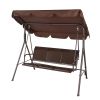 170*110*152cm With Canopy Teslin Cushion 250kg Load-Bearing Iron Swing Brown