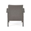 Outdoor Wicker Club Chairs with Gray Cushions (Set of 2)