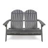 Outdoor Solid Wood Adirondack Loveseat Sofa Dark Gray