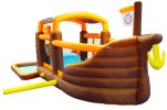 Inflatable Big Bounce House Playground Backyard Slide Water Park Bouncer with Cruise ship design Splash Pool & Basketball & Blower