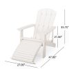 Outdoor Classic White Solid Wood Adirondack Chair Retractable Foldable (Set of 1)