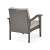 Outdoor Wicker Club Chairs with Gray Cushions (Set of 2)