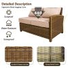 Outdoor Loveseat Furniture Small Patio Couch All Weather PE Rattan Sofa Indoor 2-seat Sectional Sofa Balcony Couch with Beige Cushion Patio Love Seats