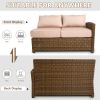 Outdoor Loveseat Furniture Small Patio Couch All Weather PE Rattan Sofa Indoor 2-seat Sectional Sofa Balcony Couch with Beige Cushion Patio Love Seats