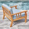 Kapalua Honey Nautical Curve Eucalyptus Wooden Outdoor Sofa Chair with Cushion