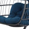 Indoor outdoor patio Wicker Hanging Chair Swing Chair Patio Egg Chair UV Resistant Blue cushion Aluminum frame