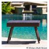 Akehurst Outdoor Brown Wicker Adjustable Folding Side Table