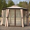 11.8 Ft. W x 11.8 Ft. D Patio Outdoor Gazebo, Double Roof Soft Canopy Garden Backyard Gazebo with Mosquito Netting Suitable for Lawn, Garden, Backyard