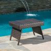 Akehurst Outdoor Brown Wicker Adjustable Folding Side Table