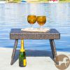 Akehurst Outdoor Brown Wicker Adjustable Folding Side Table