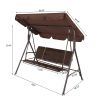 170*110*152cm With Canopy Teslin Cushion 250kg Load-Bearing Iron Swing Brown