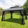 13x10 Outdoor Patio Gazebo Canopy Tent With Ventilated Double Roof And Mosquito net(Detachable Mesh Screen On All Sides); Suitable for Lawn; Garden; B