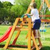 Wooden Swing Set with Slide;  Outdoor Playset Backyard Activity Playground Climb Swing Outdoor Play Structure for Toddlers;  Ready to Assemble Wooden