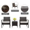 2pcs Arm Chairs 1pc Coffee Table, 3pcs Rattan Sofa Set Brown Gradient XH