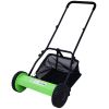 16-Inch 5-Blade Push Reel Lawn Mower with Grass Catcher, GREEN COLOR