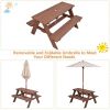 Outdoor 4-Seat Kid's Picnic Table Bench with Umbrella