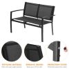 4 Pieces Patio Furniture Set Outdoor Garden Patio Conversation Sets Poolside Lawn Chairs with Glass Coffee Table Porch Furniture (Black)