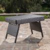 Akehurst Outdoor Brown Wicker Adjustable Folding Side Table