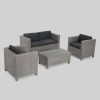 Venice 4pc Outdoor Wicker Sofa Set Mix Black+Dark Grey