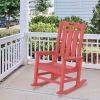 Presidential Rocking Chair HDPE Rocking Chair Fade-Resistant Porch Rocker Chair; All Weather Waterproof for Balcony/Beach/Pool Red