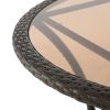 Hopp Outdoor Coastal Gray Wicker Side Table with Tempered Glass Top Brown