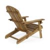 Kandyce Outdoor Acacia Wood Folding Adirondack Natural Chair With Cup Holder