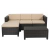 Lorita Outdoor 5-piece Dark Brown Wicker Sectional Sofa Set with Beige Cushions