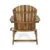 Kandyce Outdoor Acacia Wood Folding Adirondack Natural Chair With Cup Holder