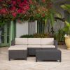 Lorita Outdoor 5-piece Dark Brown Wicker Sectional Sofa Set with Beige Cushions