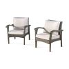 Outdoor Wicker Club Chairs with Gray Cushions (Set of 2)