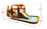 Inflatable Big Bounce House Playground Backyard Slide Water Park Bouncer with Cruise ship design Splash Pool & Basketball & Blower