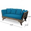 Grey Finish+Dark Teal Cushion Acacia soil Convertible Outdoor Sofa Daybed