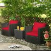 3 Pcs Patio wicker Furniture Set with Cushion