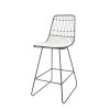 Great Deal Furniture Hedy Outdoor Counter Stool; 26" Seat; Contemporary; Geometric; Gray Iron Frame with Ivory Cushions (Set of 2)