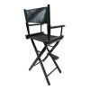 Casual Home Director\\\'s Chair ; Black Frame/Black Canvas; Suitable for adults; foldable style; 2pcs/set populus