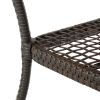 Hopp Outdoor Coastal Gray Wicker Side Table with Tempered Glass Top Brown