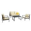 Helice Outdoor Conversation Aluminum 4 Piece Sofa Sets with Cushions