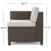 Lorita Outdoor 5-piece Brown Wicker Sectional Sofa Set with Beige Cushions