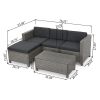 Lorita Outdoor 5-piece Blac Wicker Sectional Sofa Set with Beige Cushions